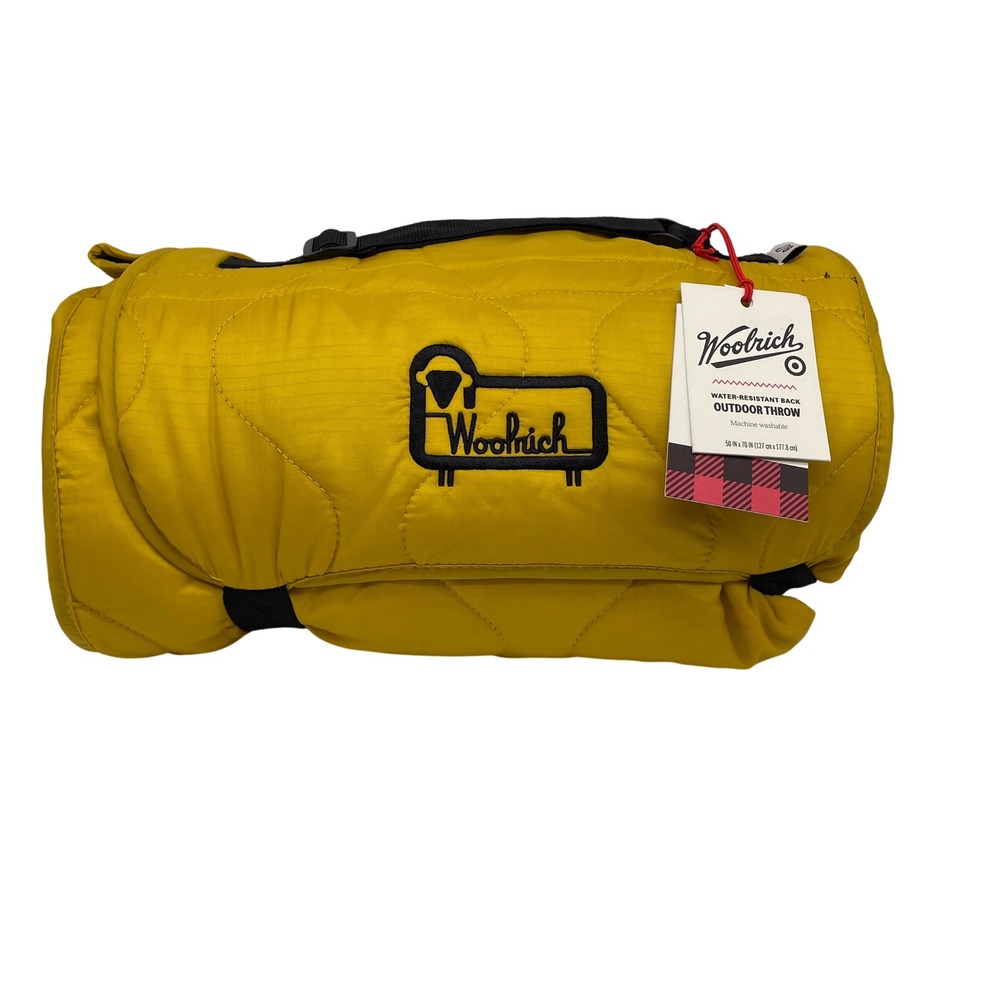 Woolrich Yellow Quilted Water-Resistant Outdoor Throw Blanket 50" x 70"
